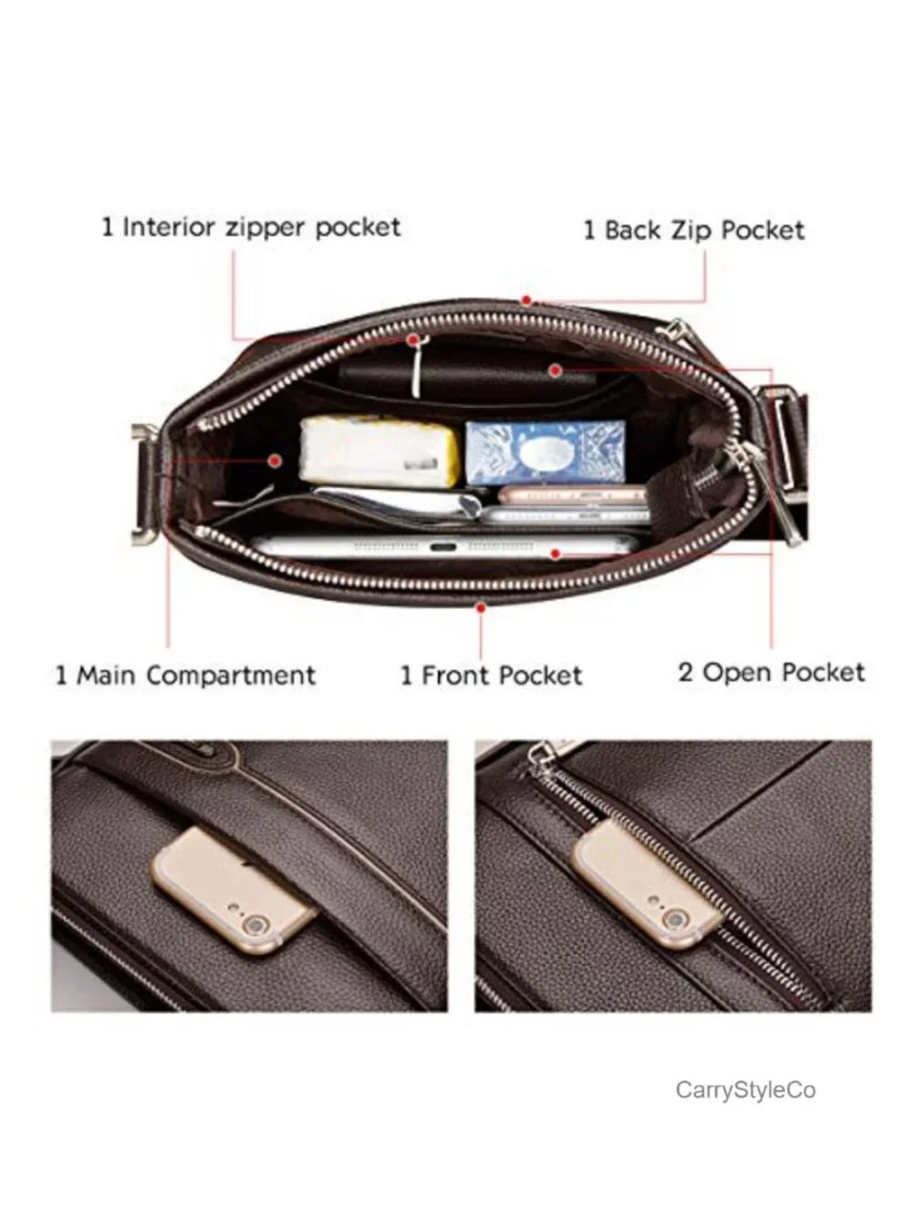 Genuine Leather Sling Bag with Adjustable Strap for Men